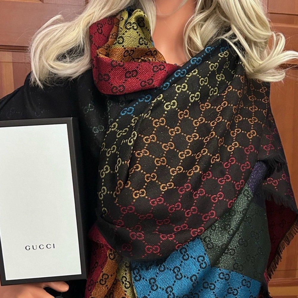 Authentic Gucci Ombré Multicolored Lightweight Shawl.
(with dust bag and box)